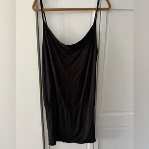 Adriana Rosiles Black Double Layer Draped Mini Dress Size M